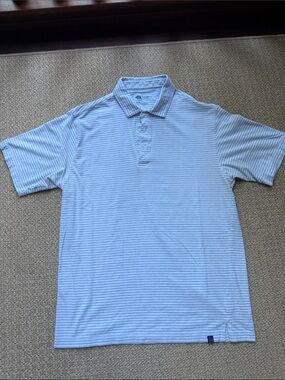 Onward Reserve Men's Light Blue Striped Polo Shirt Size L